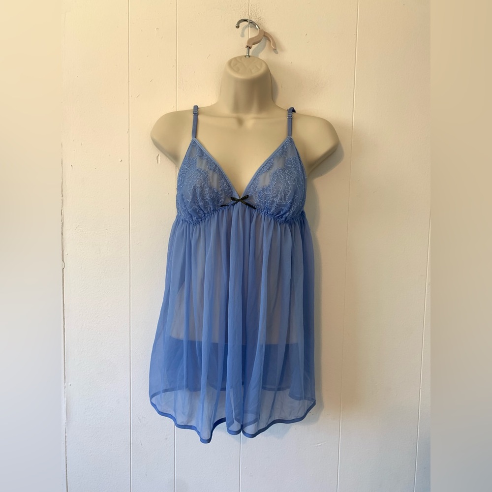 Victorias Secret Blue Lace Sexy Lingerie babydoll style size LG
